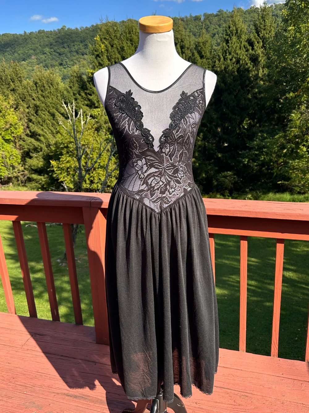 Vintage 80’s Victoria's Secret Black Lace Mesh Chemise Slip Dress